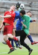 SC ”Maestro” players and SC ”Liverpool” soccer fans