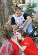 Young people are kissed