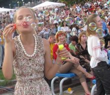 Little girl with soap bubble