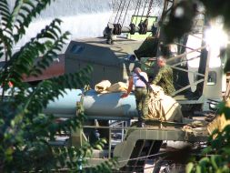 Black sea Fleet of Russian Federation rockets unloading