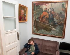 Young visitor of museum