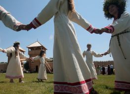 Girls carry out dance