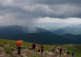 Participants of ascent on a mountain Goverla
