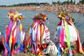 Girls in the Ukrainian national costumes