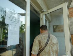 Guard at the control post of “Tavriya” plant