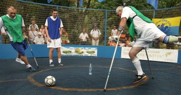 Champ participants play soccer