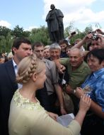 Yulia Timoshenko during meeting with the habitants of Mirgorod