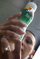 A buyer gets overdue yoghurt on the hips