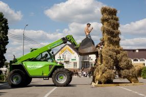 Festival participants festival set an enormous sheaf
