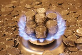 Coins on alight gas burner