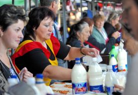 Irina Fedirko sells milk