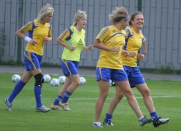 The womanish soccer combined Ukraine team players