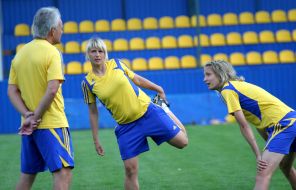 The womanish soccer combined Ukraine team players
