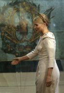 Yulia Timoshenko on a background a flag