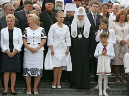 Festive parade participants
