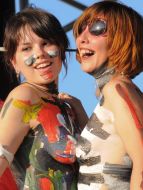 Girls’ bodies covered with drawing