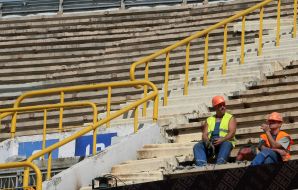 Builders on ”Olympiyskiy” stadium