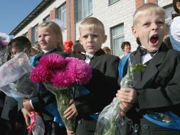 Children on a festive line