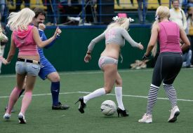 Participants of show-match on football