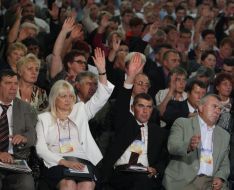 Participants of conference vote