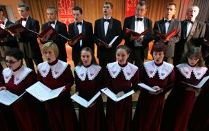 Participants of folk amateur academic choral choir