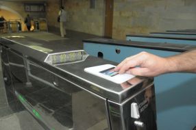 Turnstile with the new system of payment the fare