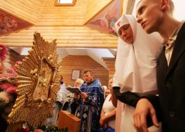 A nun near Pochaev Icon of the Mother of God