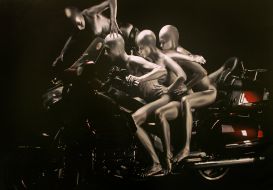 Photo with representing naked bikers