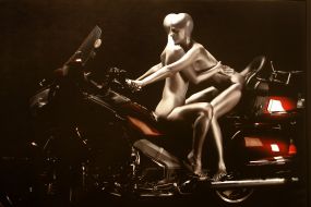 Photo with representing naked bikers