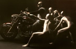 Photo with representing naked bikers