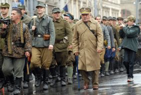 Participants of march of Ukrainian Insurgent Army glory