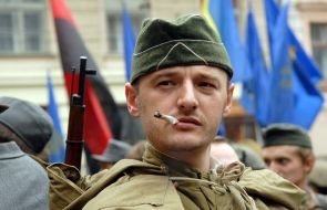 Participant of march of Ukrainian Insurgent Army glory