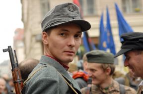 Participant of march of Ukrainian Insurgent Army glory
