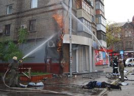 A firemen extinguish a fire