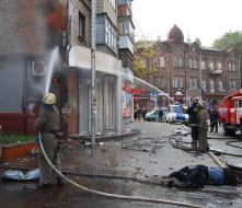A firemen extinguish a fire