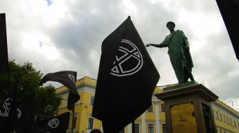 Flags with anarchists’ symbolism