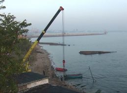 Транспортировка немецкой авиабомбы