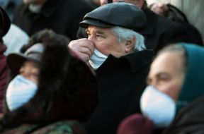 Elderly people in respiratory masks
