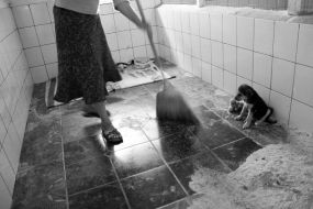 Cleaning in a hospital block