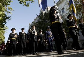 Participants of festive parade