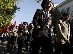 Participants of festive parade