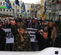 The activists of the Allukrainian association ”Svoboda”