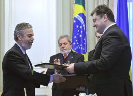 Luiz Inacio Lula da Silva, Petr Poroshenko and Viktor Yushchenko