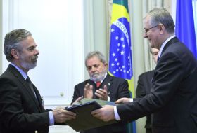 Luiz Inacio Lula da Silva, Vasily Vovkun and Viktor Yushchenko