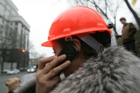 Participant of picketing of Ukrainian Cabinet