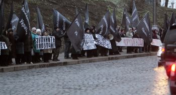 Participants of protest action against a corruption