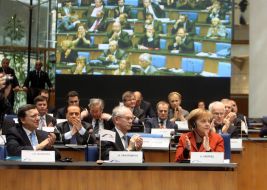 Jose Manuel Barroso, Herman Van Rompuy and Angela Merkel