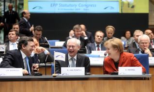 Jose Manuel Barroso, Herman Van Rompuy and Angela Merkel