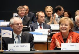 Herman Van Rompuy and Angela Merkel