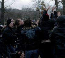 The participants of game catch a money